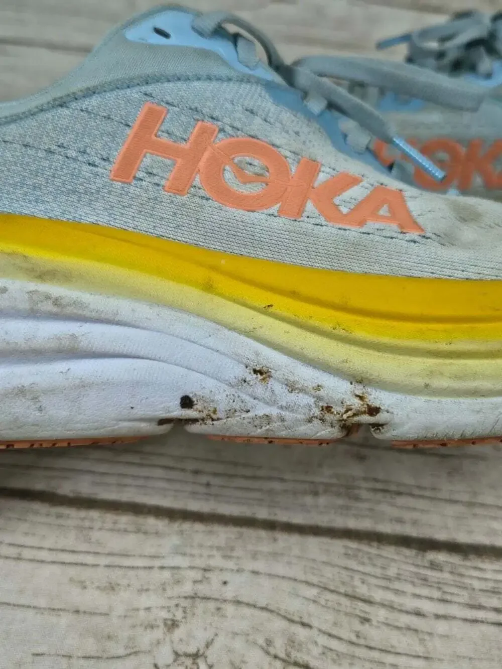 Hoka One One uppers showing
